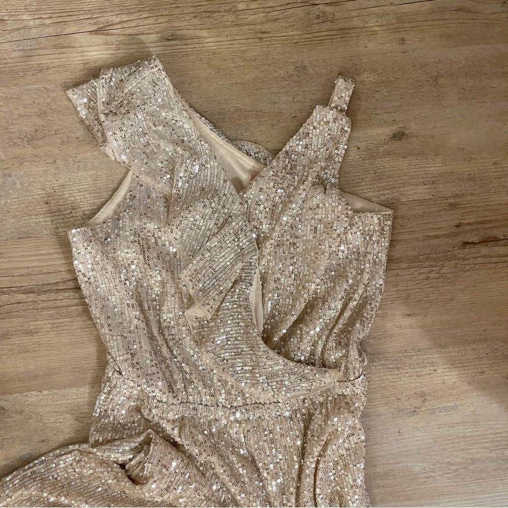 BCBGirls sequin ruffle jumpsuit